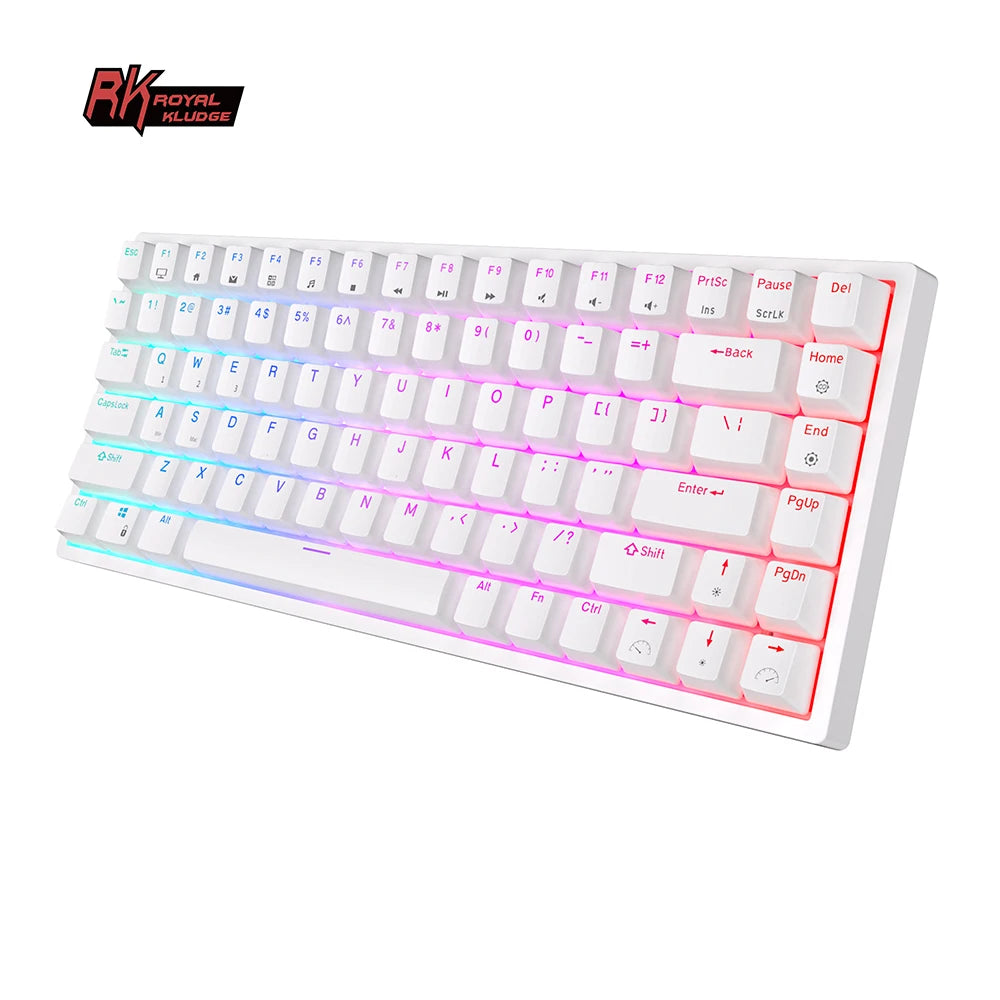 RK84 75% RGB Triple Mode Mechanical Keyboard BT5.0/2.4G/USB-C 84 Hot Swappable Bluetooth Wireless Gamer Keyboard